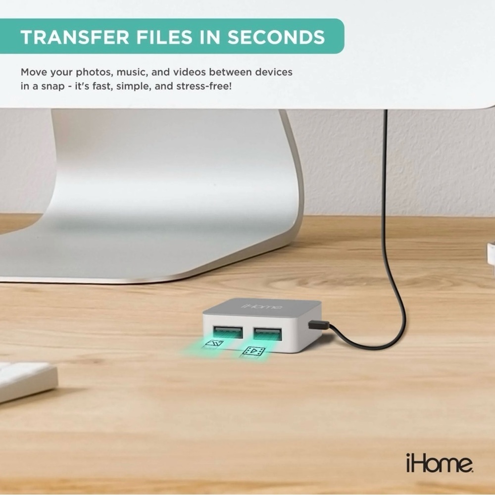 Free 🆕iHome 4-Port USB 2.0 Hub for Mac